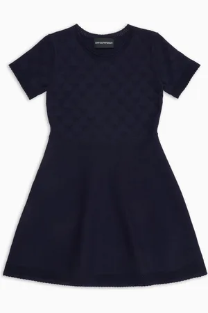 Emporio Armani Flared dress in all-over eagle jacquard knit