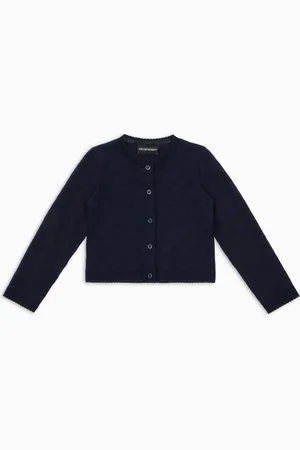 Emporio Armani Cardigan in all-over eagle jacquard knit