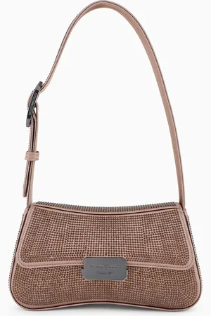 Emporio Armani Satin shoulder bag with rhinestones