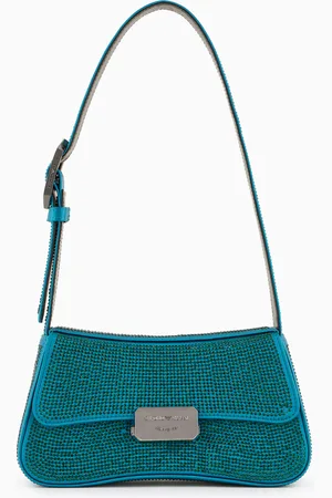 Emporio Armani Satin shoulder bag with rhinestones