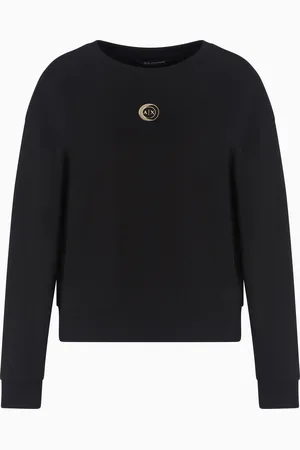 Armani Exchange Cotton sweatshirt with metal logo