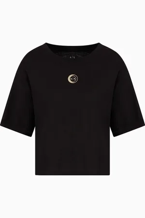 Armani Exchange Cropped jersey T-shirt with metal logo
