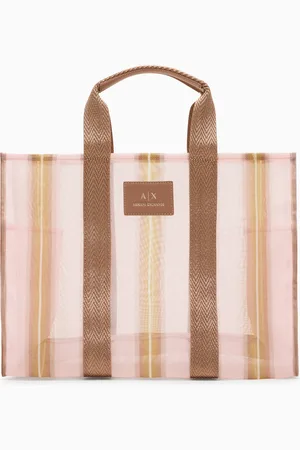 Armani Exchange Transparent striped fabric shopper bag