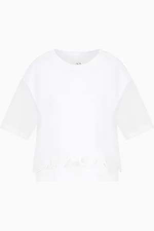 Armani Exchange Cropped T-shirt with shaped bottom