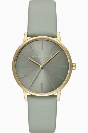Armani Exchange Three-Hand Gray Leather Watch