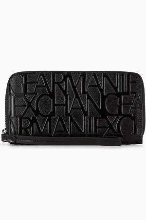 Armani Exchange Zip around wallet with maxi allover logo
