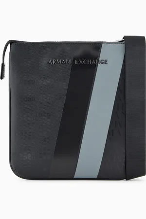 Armani Exchange Monogram and Stripe Flat Shoulder Bag