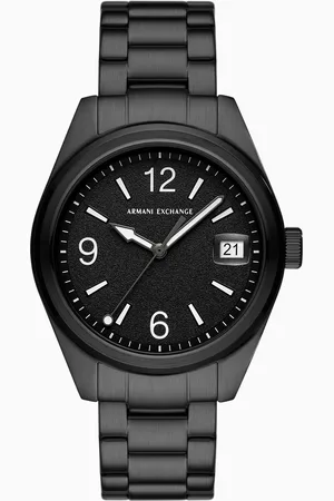Armani Exchange Three-Hand Date Black Stainless Steel Watch