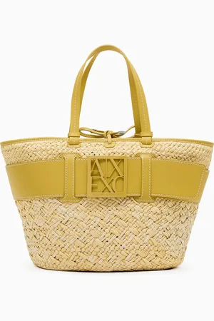 Armani Exchange Straw shopper bag with logo band