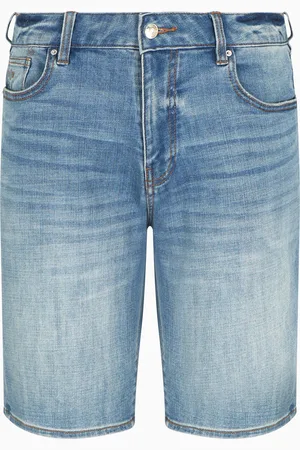 Armani Exchange Cotton denim shorts with contrast stitching