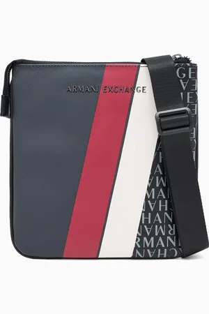Armani Exchange Monogram and Stripe Flat Shoulder Bag