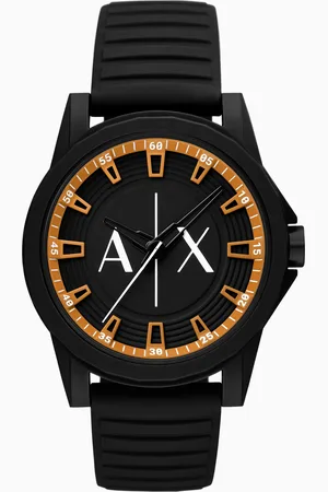 Armani Exchange Three-Hand Black Silicone Watch