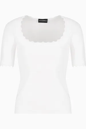 Emporio Armani Knitted top with scalloped edges