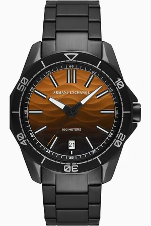 Armani Exchange Three-Hand Date Black Stainless Steel Watch