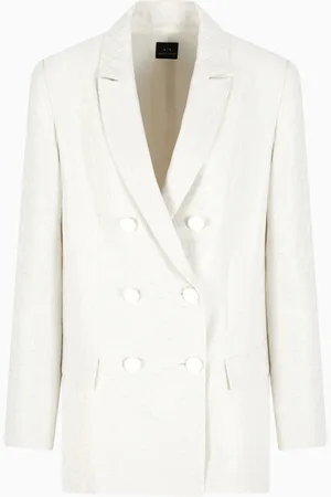 Armani Exchange Double-breasted jacket in fabric with allover logo