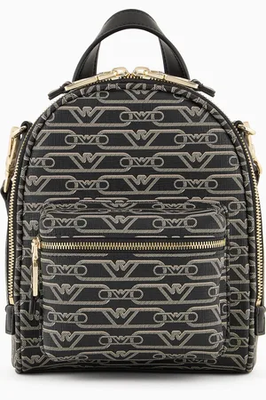 Emporio Armani Mini backpack with shoulder strap with all-over monogram print