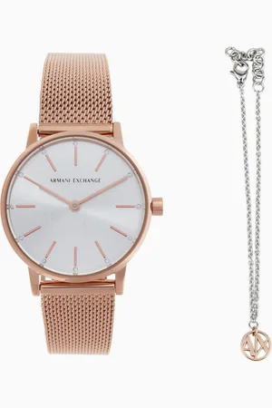 Armani Exchange Two-Hand Rose Gold-Tone Stainless Steel Watch and Bracelet Gift Set