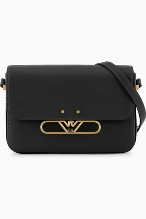 Emporio Armani Smooth leather shoulder bag with metal eagle logo