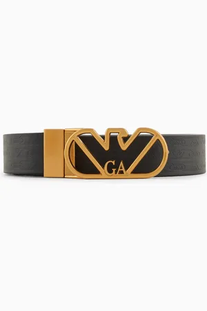 Emporio Armani Reversible belt in monogram-print leather with eagle buckle