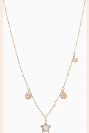 Emporio Armani Rose Gold-Tone Brass Station Necklace