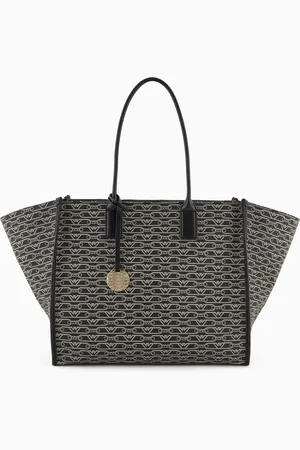 Emporio Armani Oversized shopper bag with all-over monogram print