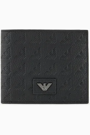 Emporio Armani Leather coin-pocket wallet with all-over embossed eagle