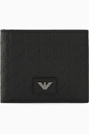 Emporio Armani Leather coin-pocket wallet with all-over embossed eagle