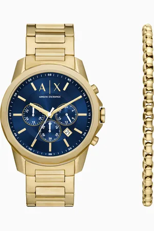 Armani Exchange Gold-Tone Stainless Steel Chronograph Watch and Bracelet Set