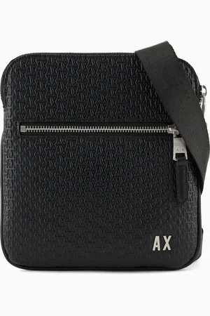 Armani Exchange Flat shoulder bag with embossed logo on the entire surface