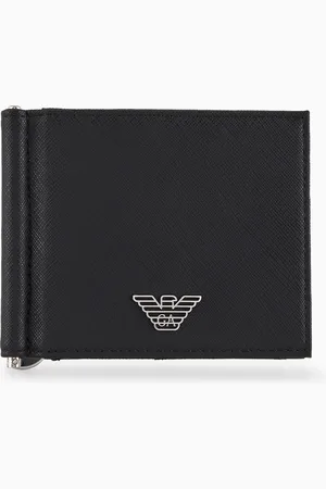 Emporio Armani ASV regenerated Saffiano leather compact wallet with eagle plate