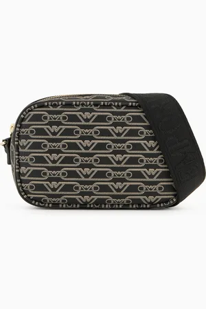 Emporio Armani Camera case with shoulder strap and all-over monogram print