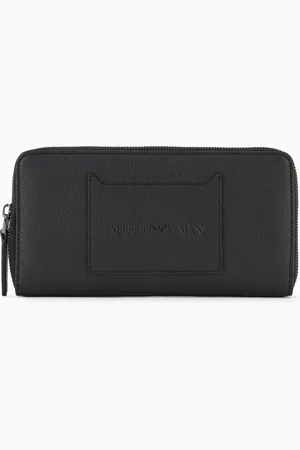 Emporio Armani Tumbled-leather zip-around wallet with outer pocket