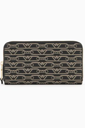 Emporio Armani Zip-around wallet with all-over monogram print