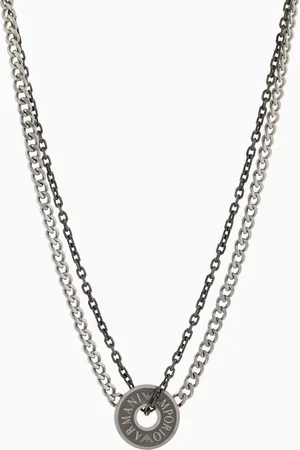 Emporio Armani Stainless Steel and IP Gun-Plating Chain Necklace