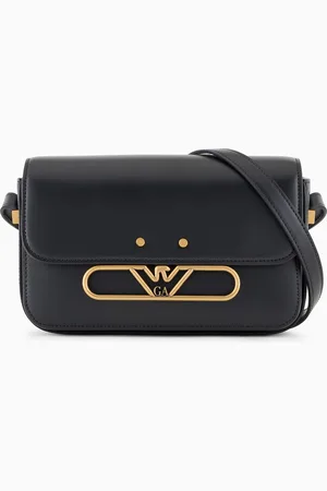 Emporio Armani Smooth leather shoulder bag with metal eagle logo