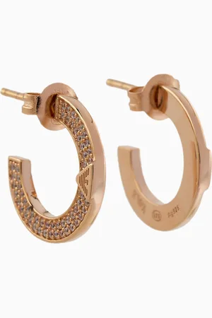 Emporio Armani Rose Gold-Tone Sterling Silver Hoop Earrings