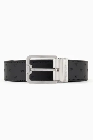 Emporio Armani Reversible leather belt with all-over embossed eagle