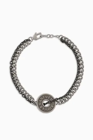 Emporio Armani Stainless Steel and IP Gun-Plating Chain Bracelet