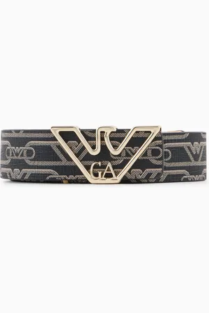 Emporio Armani Monogram-print belt with eagle plate