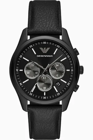 Emporio Armani Chronograph Black Leather Watch
