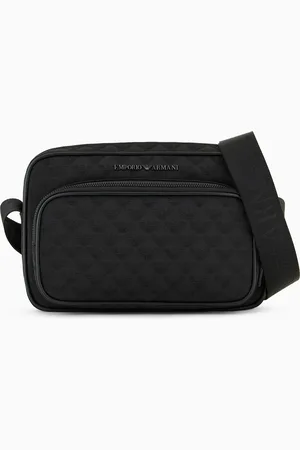 Emporio Armani Nylon shoulder bag with all-over jacquard eagle
