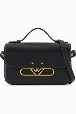 Emporio Armani Smooth leather shoulder bag with metal eagle logo