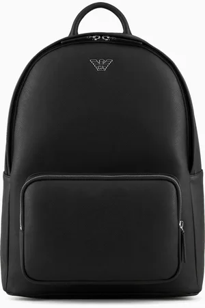 Emporio Armani ASV regenerated Saffiano leather round backpack with eagle plate