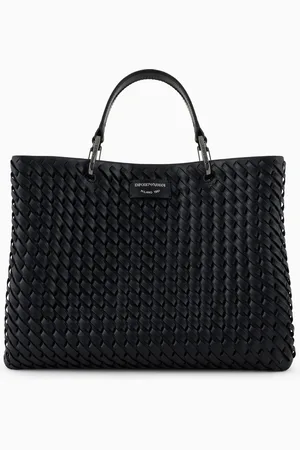 Emporio Armani MyEA medium shopper bag in interwoven leather
