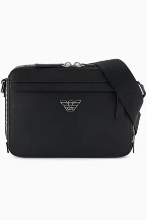 Emporio Armani ASV regenerated Saffiano leather mini camera bag with eagle plate