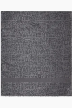 Emporio Armani Modal blend stole with lurex and jacquard lettering