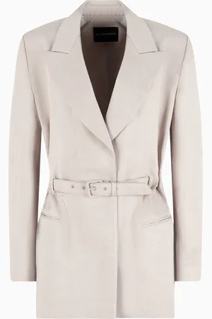 Emporio Armani Linen-blend blazer with belt