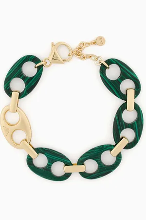 Emporio Armani Green Reconstituted Malachite Chain Bracelet