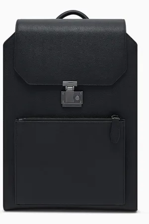 Emporio Armani Tumbled-leather backpack with flap and laptop compartment
