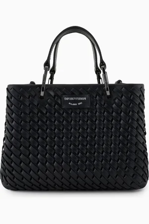 Emporio Armani MyEA small shopper bag in interwoven leather